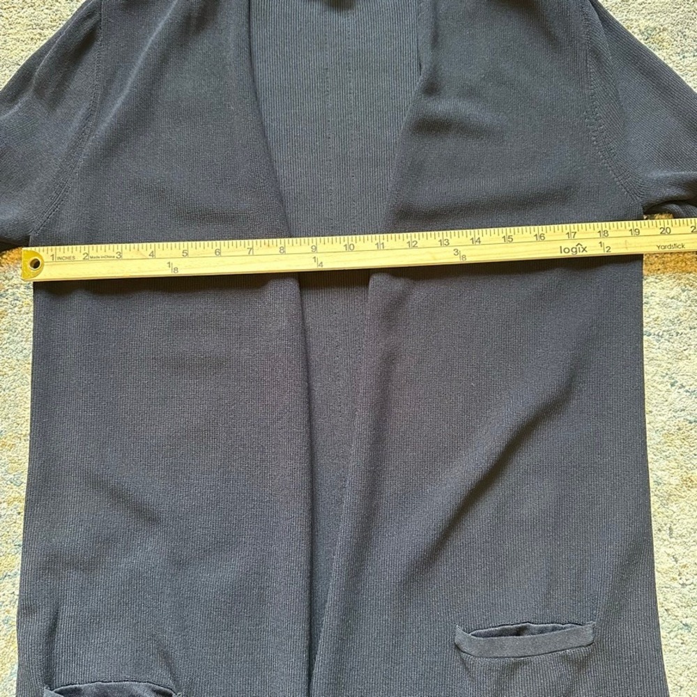 Gerard‎ Darel Paris Navy Blue Ribbed Open Front Longline Cardigan Sweater Sz 3 L - Picture 8 of 8